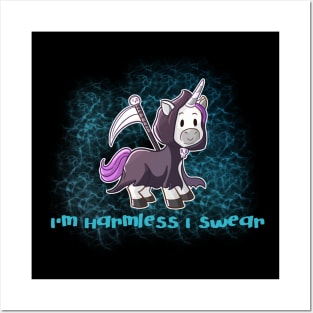 Grim Reaper Unicorn "I'm Harmless, I Swear" Posters and Art